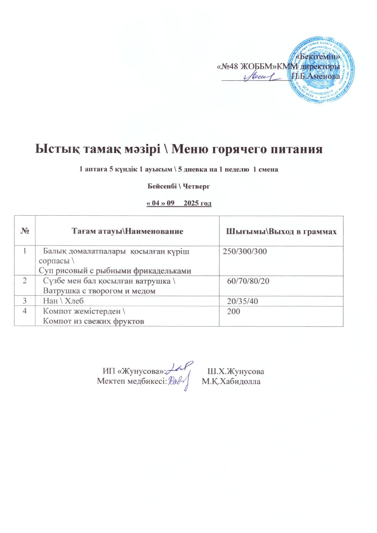 Ас мәзірі 04.09.2025