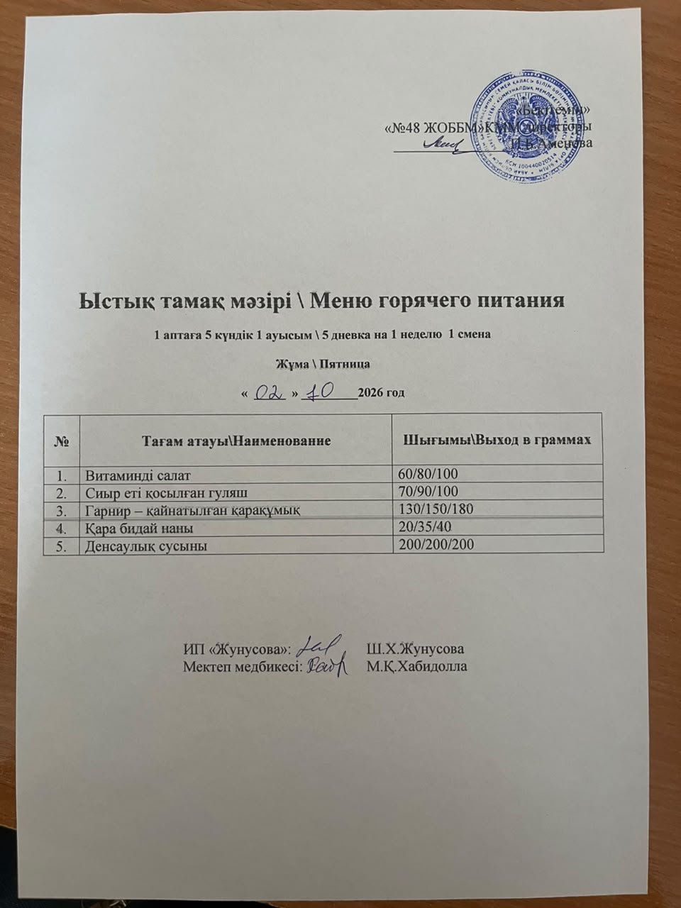 Ас мәзірі 02.11.2026 ж.