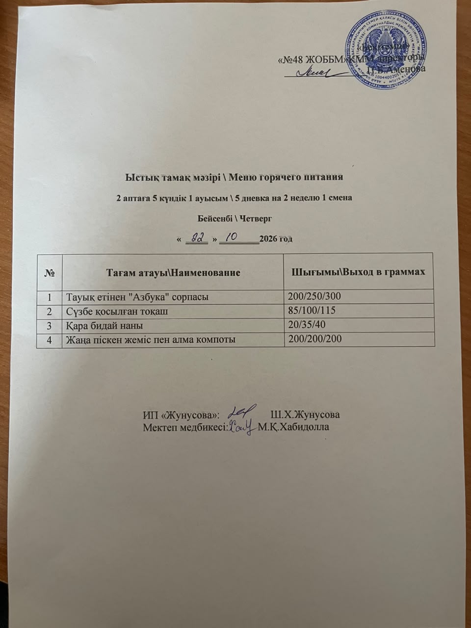 Ас мәзірі 22.11.2026 ж.